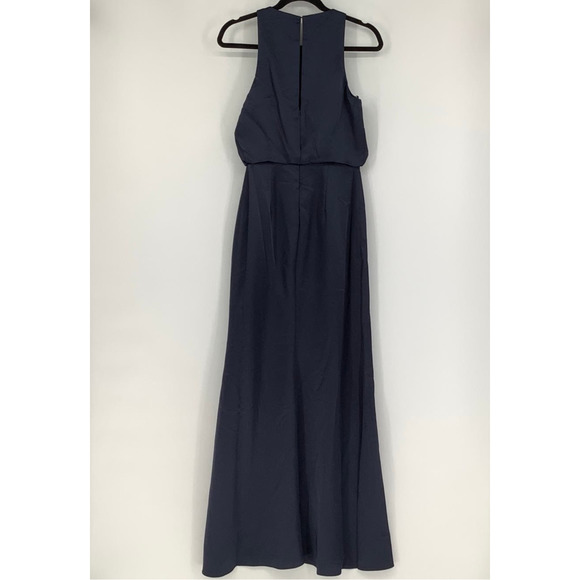 NEW! Dessy Collection Sz 2 Charmeuse Trumpet Gown Midnight Dress $242 msrp I24-6 - Picture 4 of 10